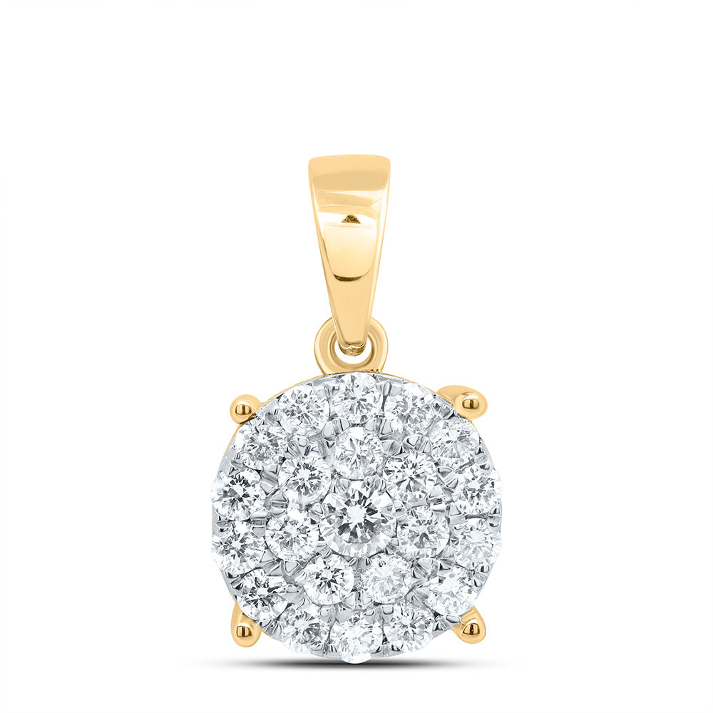 14K Yellow or White Gold 2 Ctw Natural Diamond Fashion Round Pendant