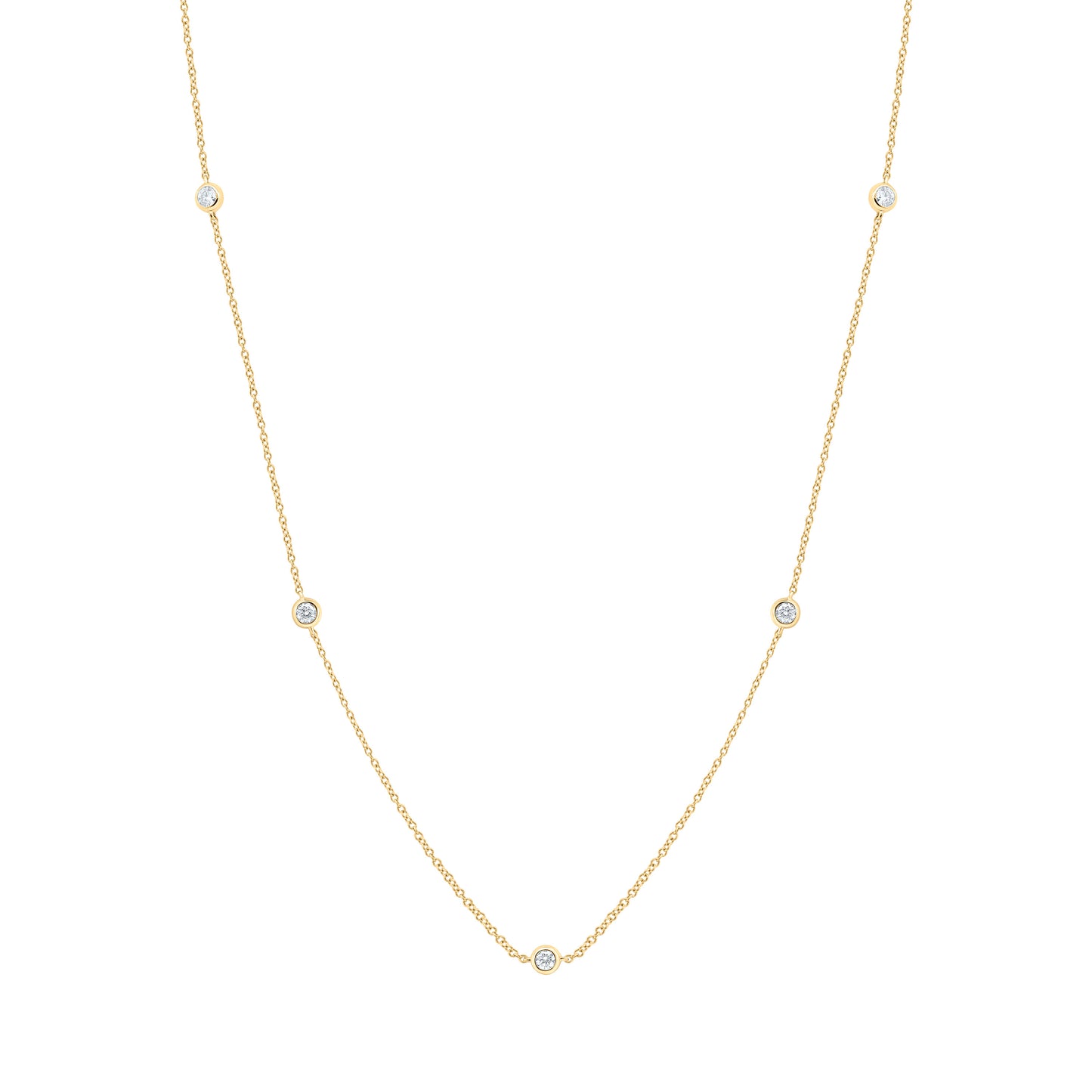 14K Yellow or White Gold 3/8 Ct Natural Diamond Fashion Station Necklace (18 Inch)