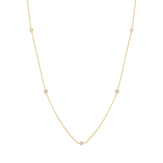 14K Yellow or White Gold 3/8 Ct Natural Diamond Fashion Station Necklace (18 Inch)