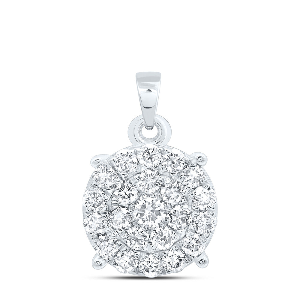 14K Yellow or White Gold 1 1/2 Ctw Natural Diamond Fashion Round Pendant