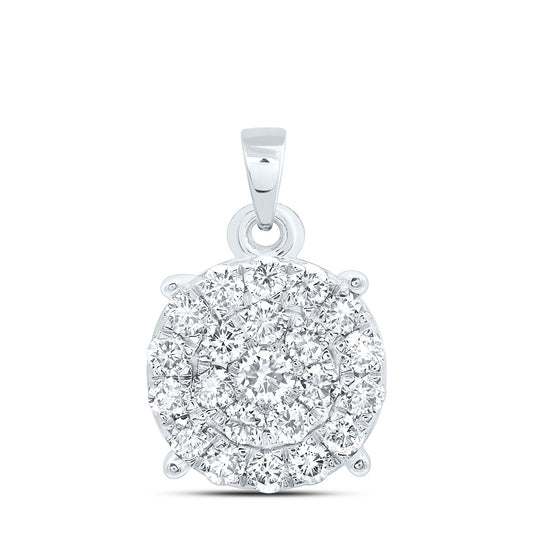14K Yellow or White Gold 1 1/2 Ctw Natural Diamond Fashion Round Pendant