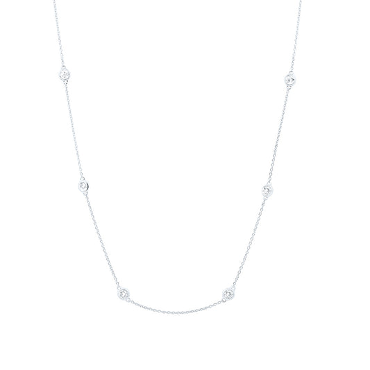 14K White Gold 1 1/5 Cttw Natural Diamond Cn Fashion Station Necklace (18 Inch)