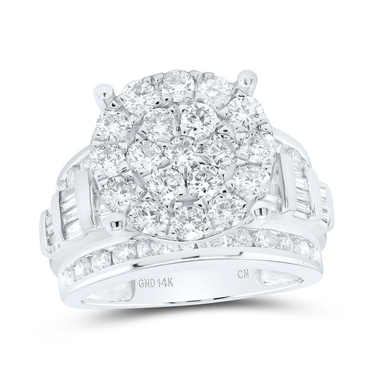 10K White Gold Round Diamond Cluster Bridal Wedding Engagement Band