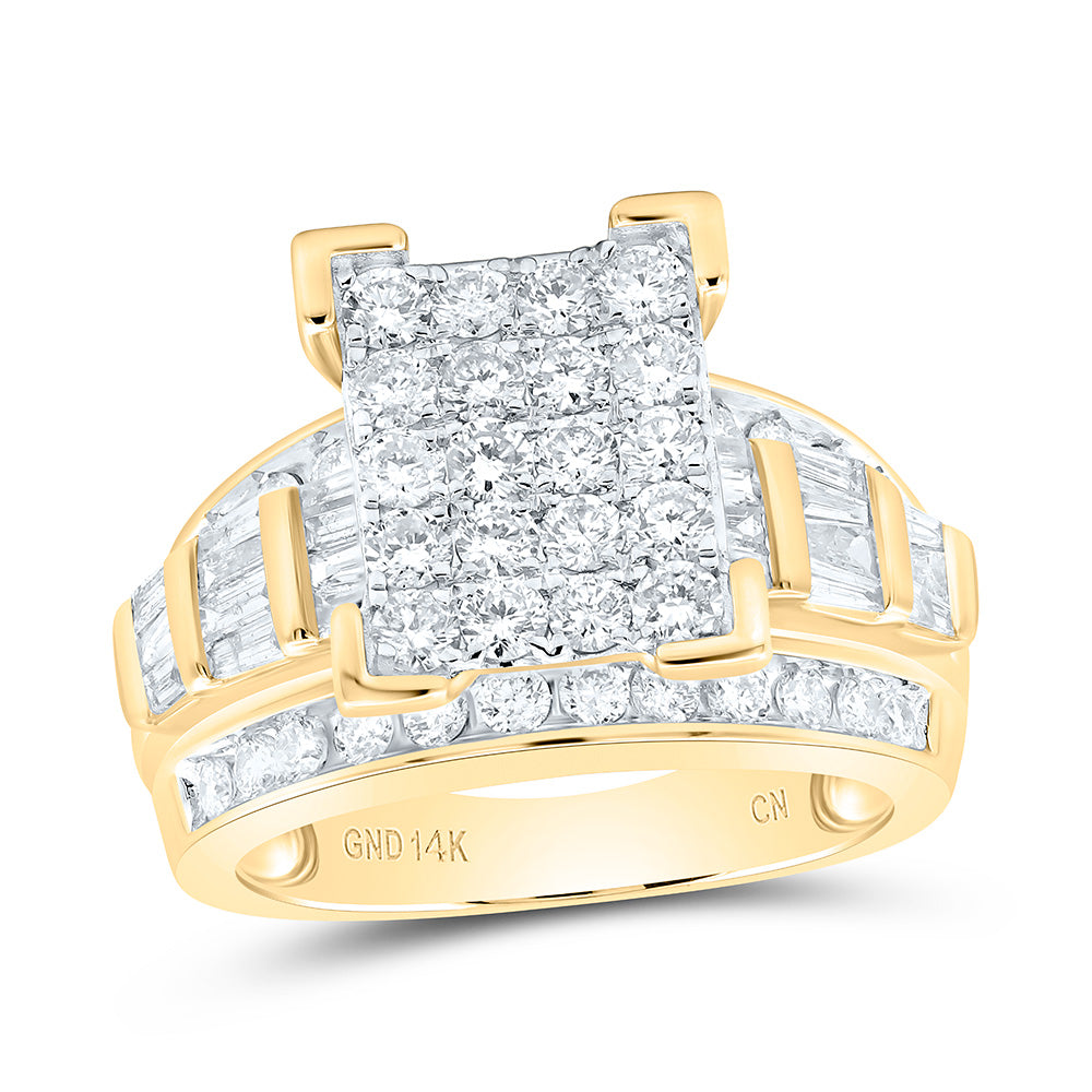 14K Yellow Gold 2 Ctw Natural Diamond Ladies Cindy Ring, Womens Size: 5-9