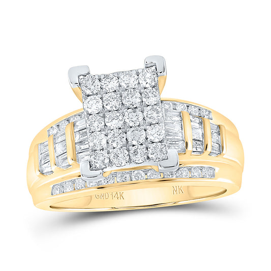 14K Yellow Gold 1 Ctw Natural Diamond Fashion Ring, Womens Size: 5-9