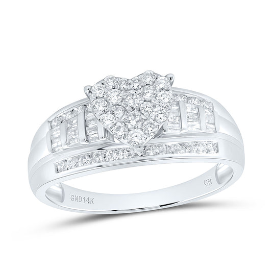 14K White Gold 1 Ctw Natural Diamond Cindy Ring, Womens Size: 5-9