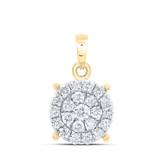 14K Yellow or White Gold 1/2 Ctw Natural Diamond Fashion Round Pendant