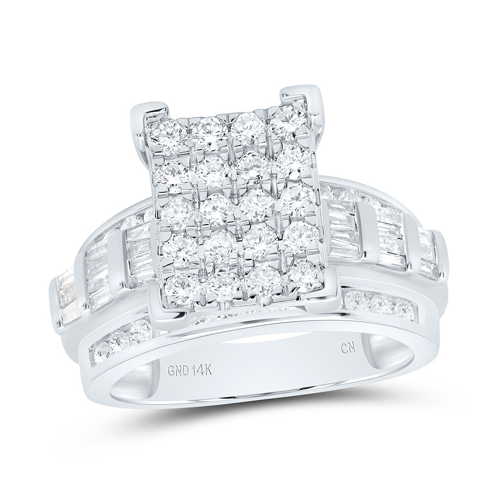 14K White Gold 1 1/2 Ctw Natural Diamond Ladies Cindy Ring, Womens Size: 5-9