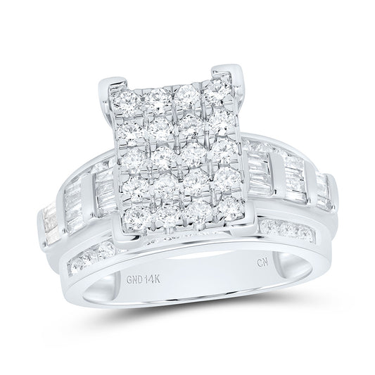 14K White Gold 1 1/2 Ctw Natural Diamond Ladies Cindy Ring, Womens Size: 5-9