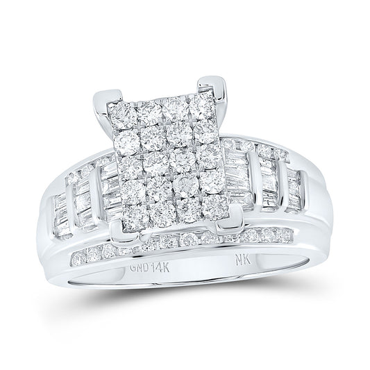 14K White Gold 1 Ctw Natural Diamond Fashion Ring, Womens Size: 5-9