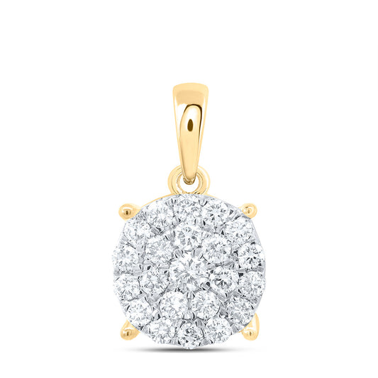 14K Yellow or White Gold 3/4 Ctw Natural Diamond Fashion Round Pendant