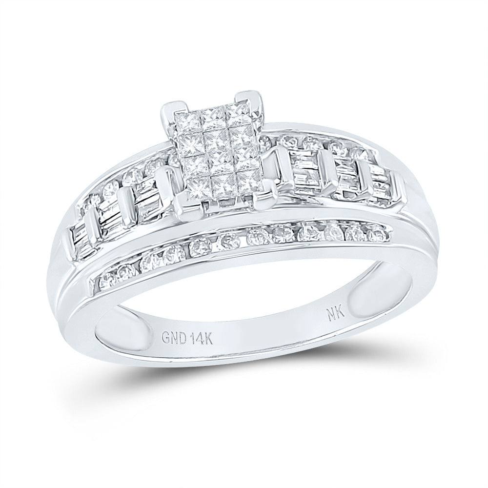 14K White Gold 1/2 Ct Natural Diamond Fashion Ring, Womens Size: 5-9