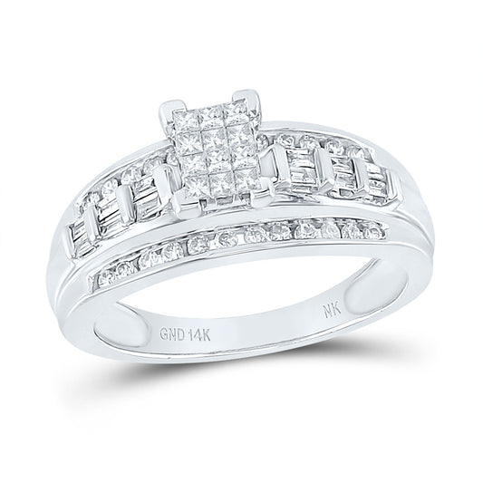 14K White Gold 1/2 Ct Natural Diamond Fashion Ring, Womens Size: 5-9