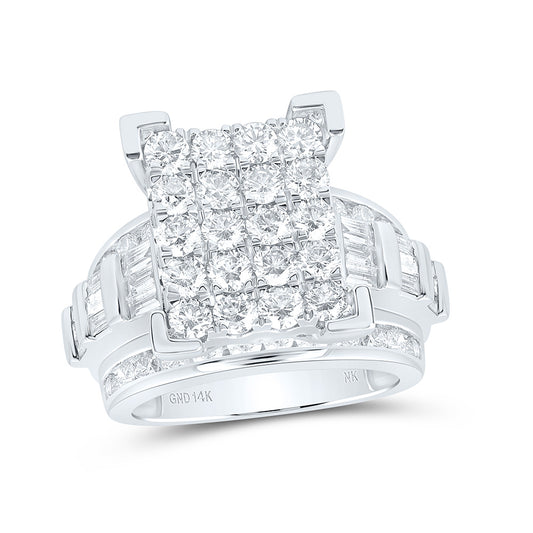 14K White Gold 3 Ctw Natural Diamond Fashion Ring, Womens Size: 5-9