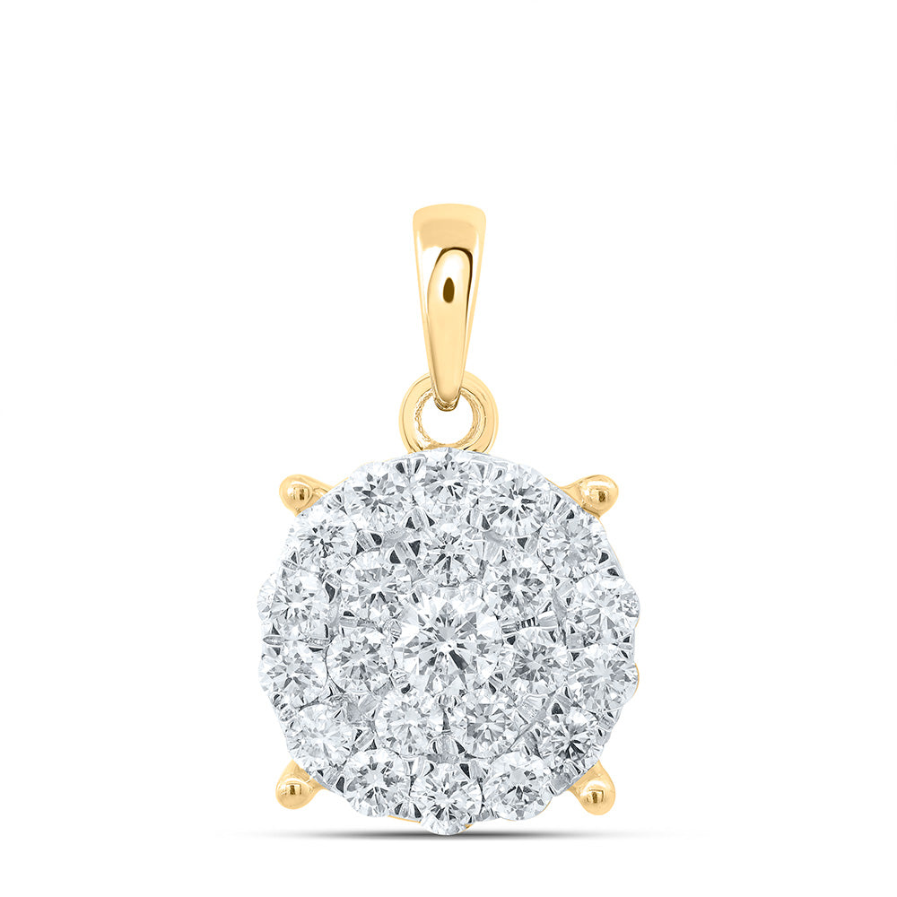 14K Yellow Gold 1Cttw Natural Diamond Fashion Round Pendant