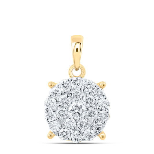14K Yellow Gold 1Cttw Natural Diamond Fashion Round Pendant