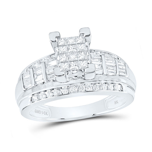 14K White Gold 7/8 Ct Natural Diamond Fashion Ring, Womens Size: 5-9