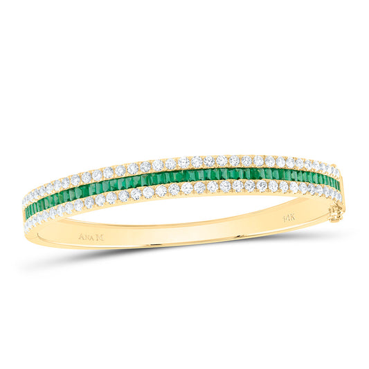 14K Yellow Gold 2 3/4Cttw Natural Diamond Baguette Gem Bangle(60X48Mm)