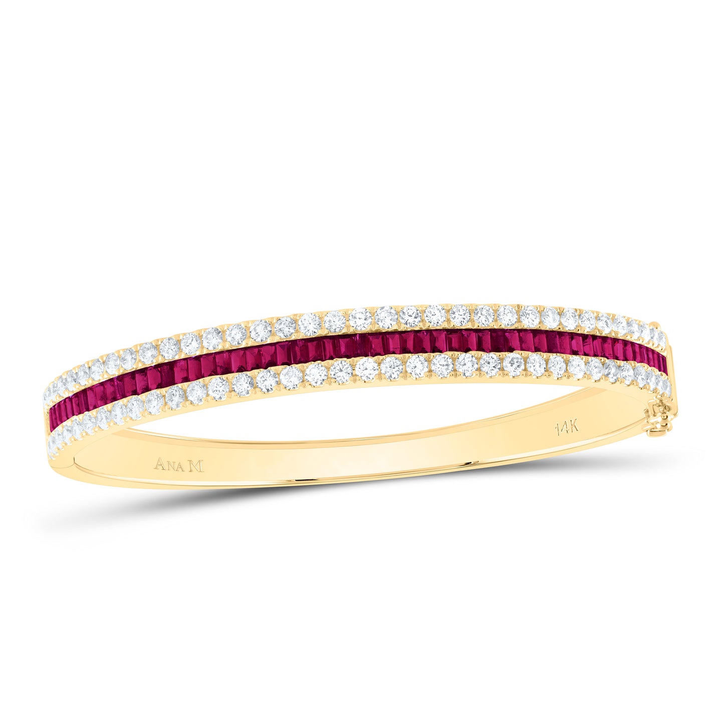 14K Yellow Gold 2 3/4Cttw Natural Diamond Baguette Gem Bangle(60X48Mm)