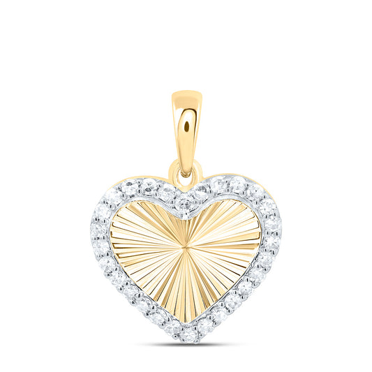 10K Yellow Gold 1/8 Ctw Natural Diamond Gift Heart Pendant