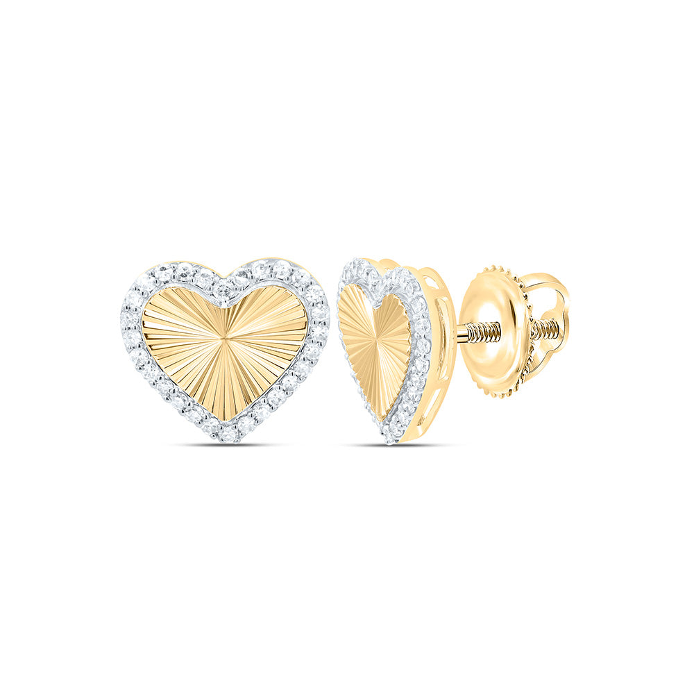 10K Yellow Gold 1/4 Ctw Natural Diamond Gift Heart Earring