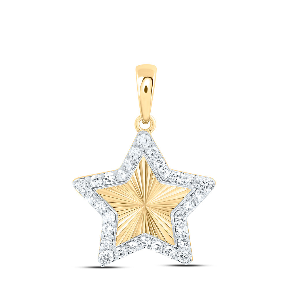 10K Yellow Gold 1/6Cttw Natural Diamond Gift Star Pendant