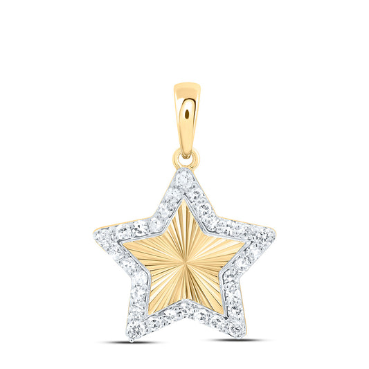10K Yellow Gold 1/6Cttw Natural Diamond Gift Star Pendant