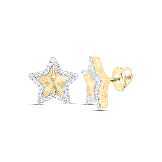 10K Yellow Gold 1/4 Ctw Natural Diamond Gift Star Earring