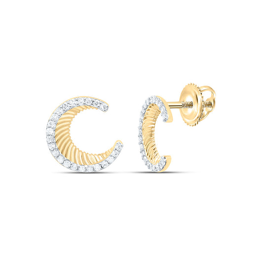 10K Yellow Gold 1/5 Ctw Natural Diamond Moon Gift Earring