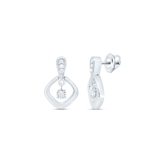 Sterling Silver White-Tone 1/10 Ctw Natural Diamond Earring