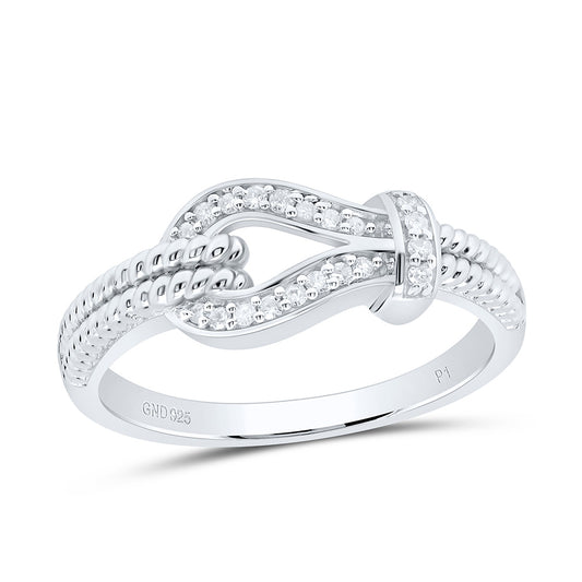 Sterling Silver White-Tone 1/10 Ctw Natural Diamond Ring, Womens Size: 5-9