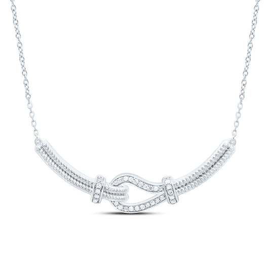 Sterling Silver White-Tone 1/6 Ctw Natural Diamond Necklace (18 Inch)
