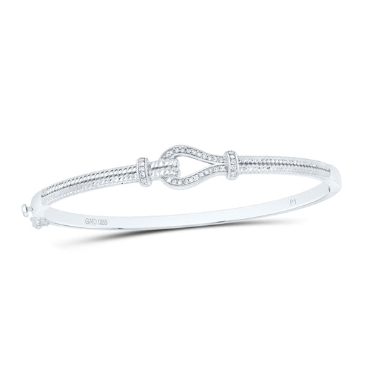 Sterling Silver White-Tone 1/6 Ctw Natural Diamond Bangle