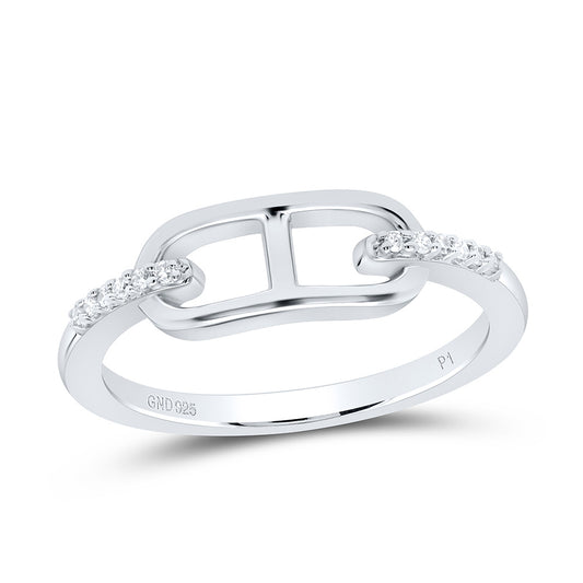 Sterling Silver White-Tone 1/20 Ctw Natural Diamond Ring, Womens Size: 5-9