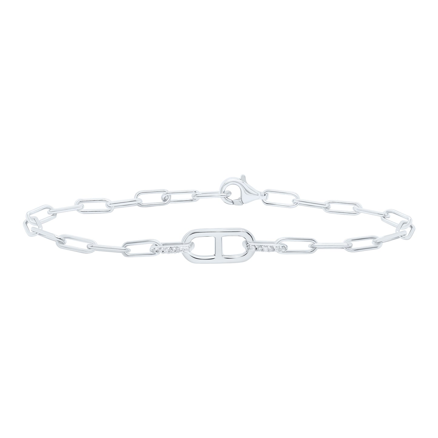 Sterling Silver 1/20Cttw Natural Diamond Gift Bracelet (7 Inch)