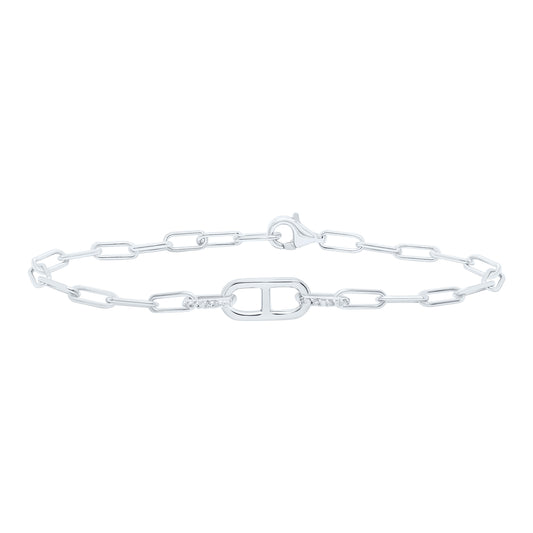 Sterling Silver 1/20Cttw Natural Diamond Gift Bracelet (7 Inch)