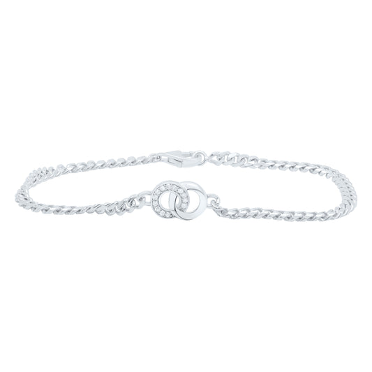 Sterling Silver White-Tone 1/10 Ctw Natural Diamond Bracelet (7 Inch)