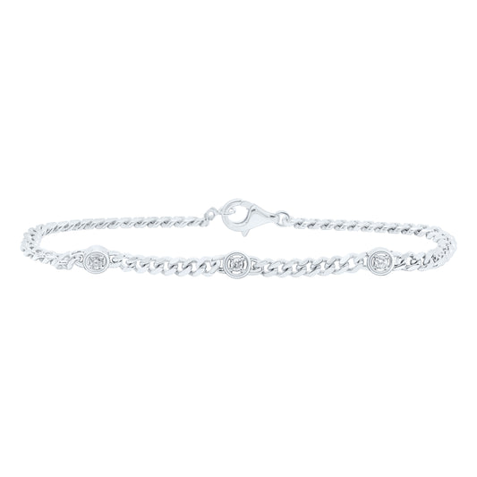 Sterling Silver White-Tone 1/6 Ctw Natural Diamond Bracelet (7 Inch)
