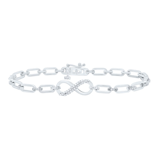 Sterling Silver White-Tone 1/4 Ctw Natural Diamond Infinity Bracelet (7 Inch)