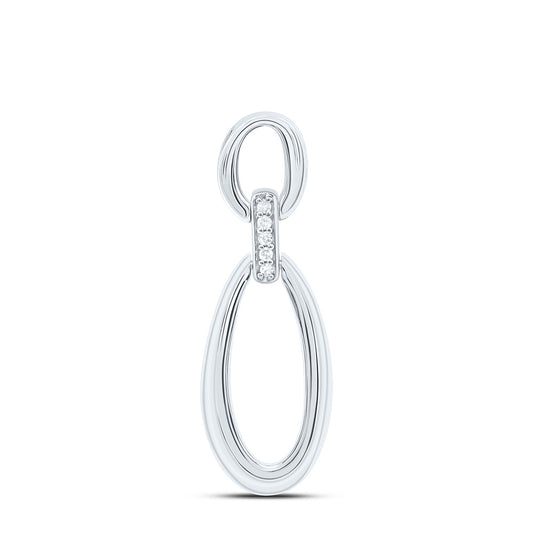 Sterling Silver White-Tone 0.03 Ctw Natural Diamond Pendant