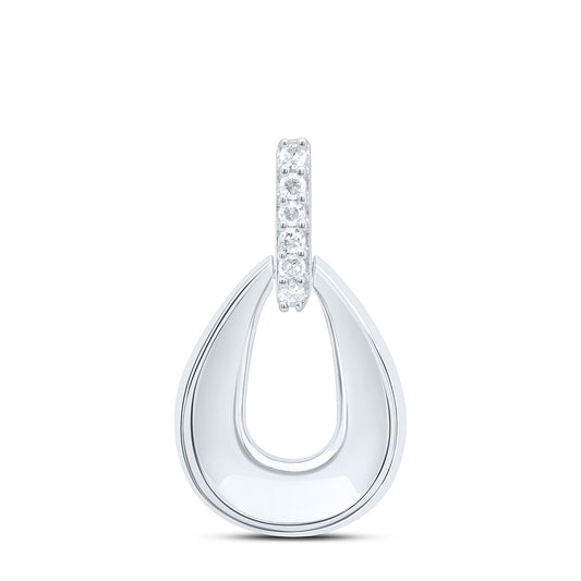 Sterling Silver White-Tone 1/20 Ctw Natural Diamond Pear Pendant