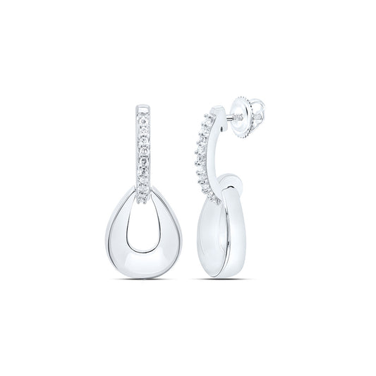 Sterling Silver White-Tone 1/10 Ctw Natural Diamond Pear Earring