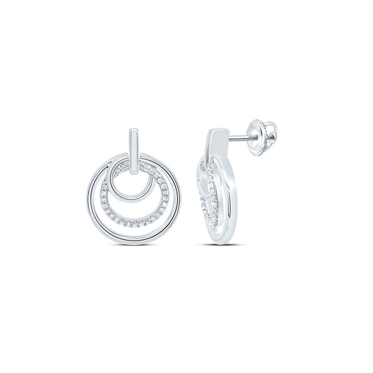 Sterling Silver White-Tone 1/5 Ctw Natural Diamond Earring