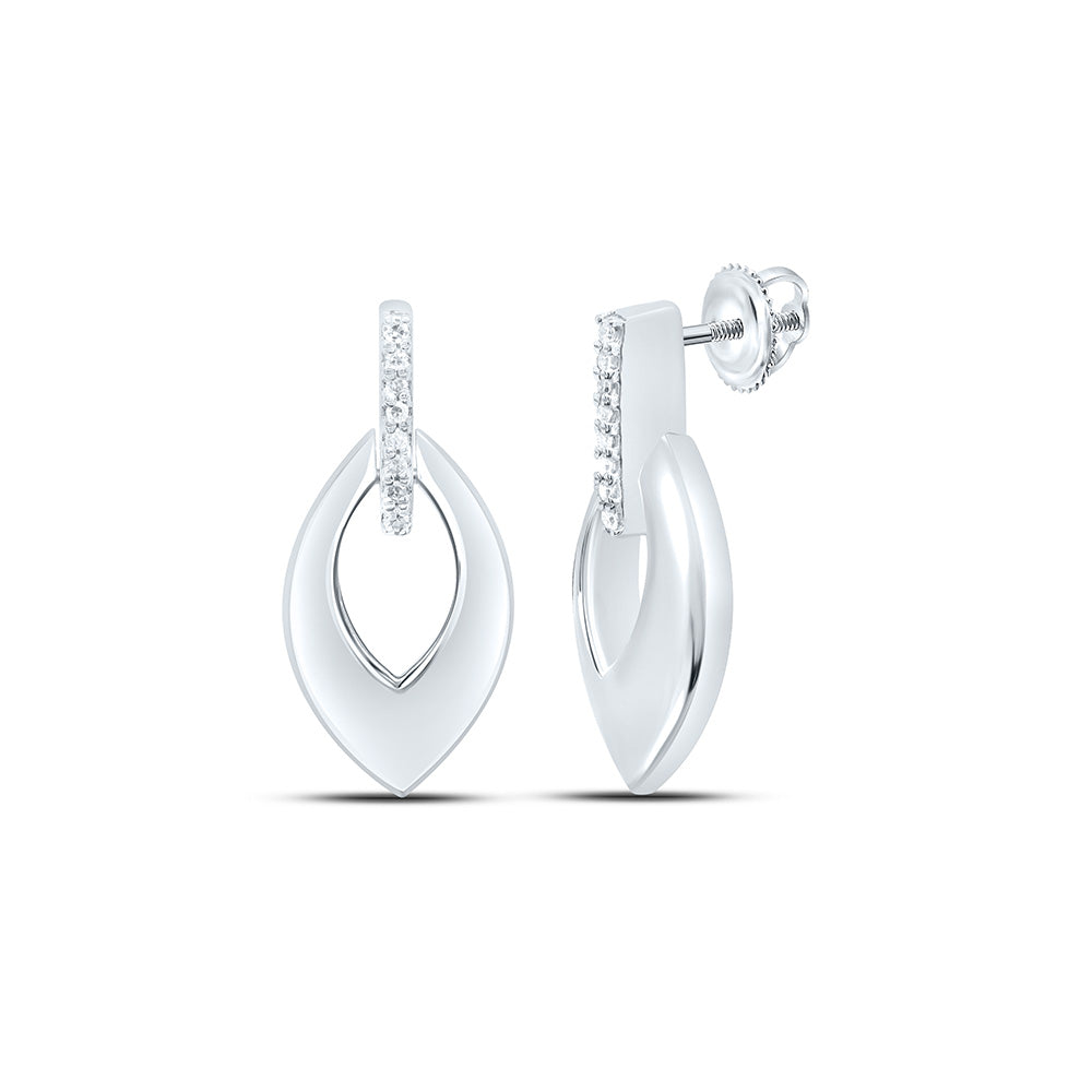 Sterling Silver White-Tone 1/12 Ctw Natural Diamond Earring