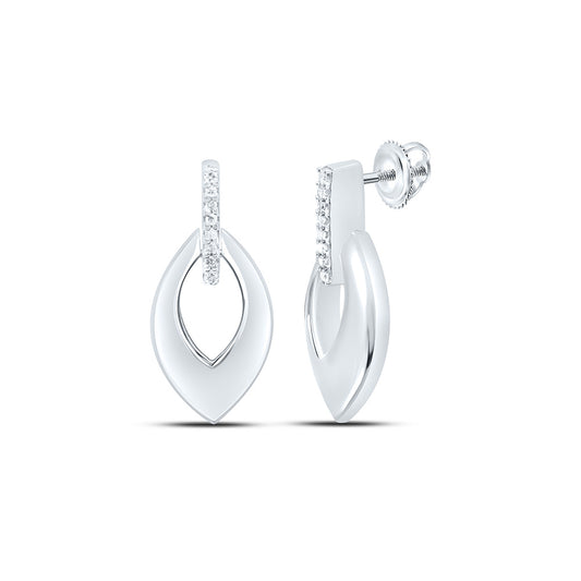 Sterling Silver White-Tone 1/12 Ctw Natural Diamond Earring