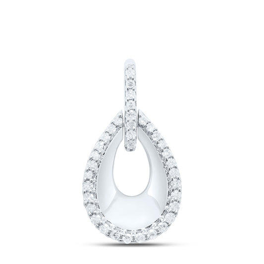 Sterling Silver White-Tone 1/4 Ctw Natural Diamond Pear Pendant