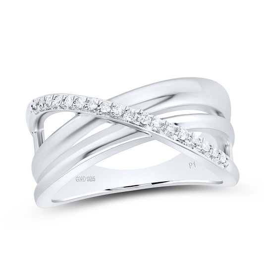 Sterling Silver White-Tone 1/8 Ctw Natural Diamond Ring, Womens Size: 5-9