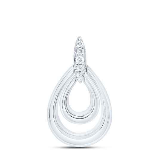 Sterling Silver White-Tone 1/20 Ctw Natural Diamond Pear Pendant