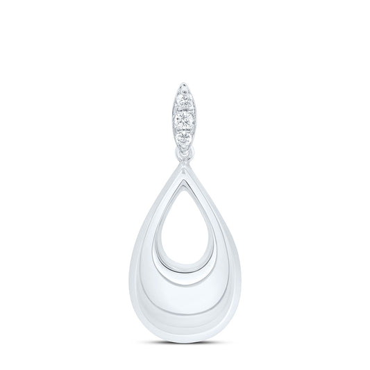 Sterling Silver White-Tone 1/20 Cttw Natural Diamond Pear Pendant