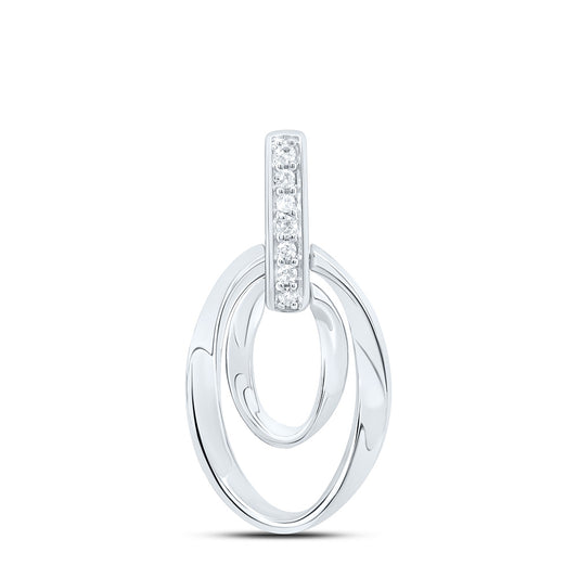 Sterling Silver White-Tone 1/20 Ctw Natural Diamond Pendant